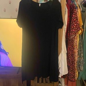 Black short sleeve swing dress